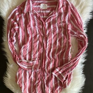 American Eagle Outfitters Red and White Striped Shirt